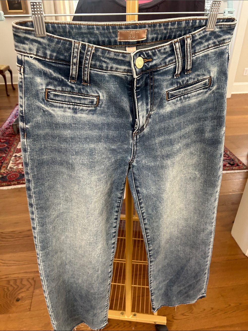Kut from the Kloth Distressed Light Blue Cropped Jeans